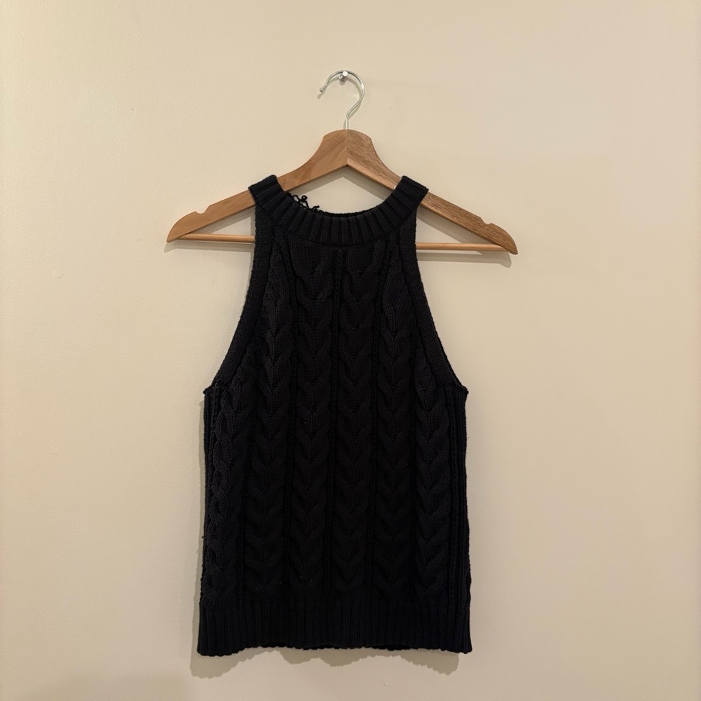Black Crochet Knit Halter Top